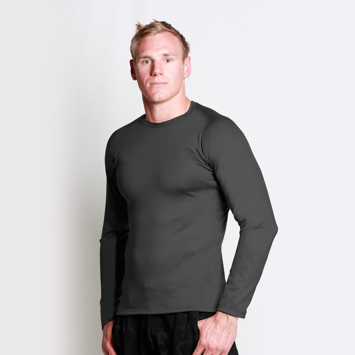 Men's Long Sleeve Crew T-shirt Charcoal Grey