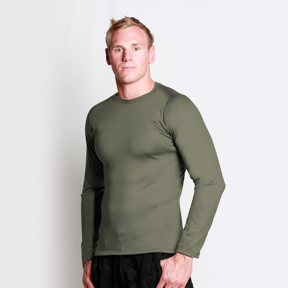 Men's Long Sleeve Crew T-shirt Olive