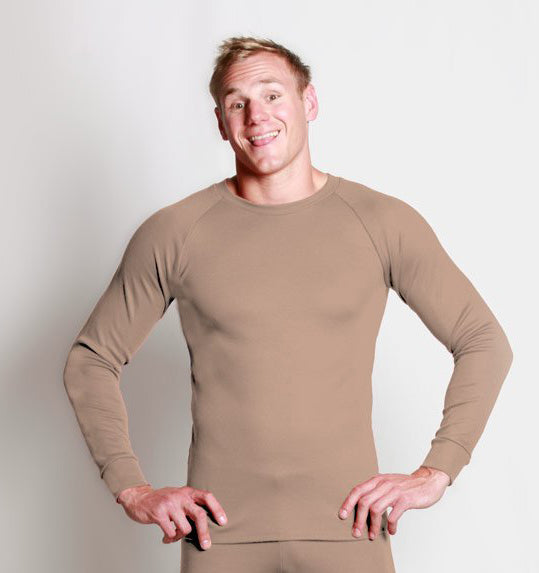 Taupe Men's Merino Long Sleeve Raglan Shirt