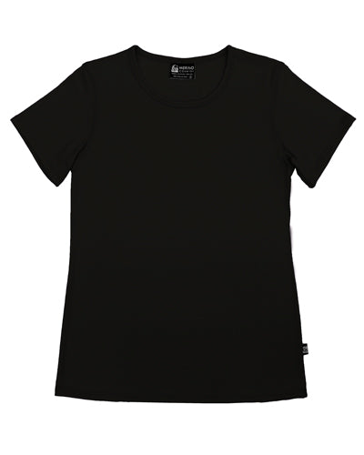 Womens Merino Crew Neck T-shirt Black