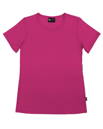 Women's Crew Neck Merino T-shirt Hot Pink