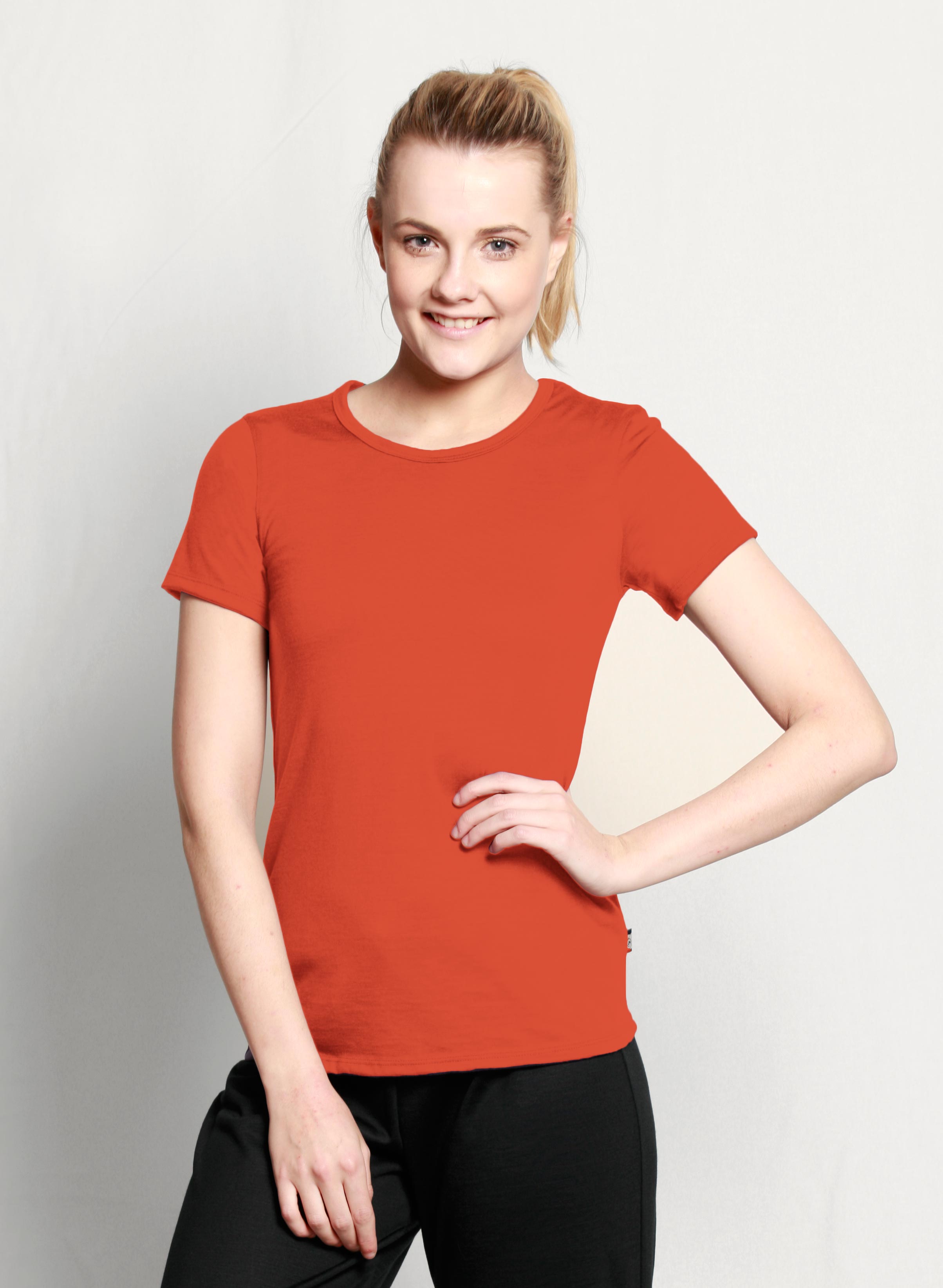 Women's Crew Neck Merino T-shirt Orange