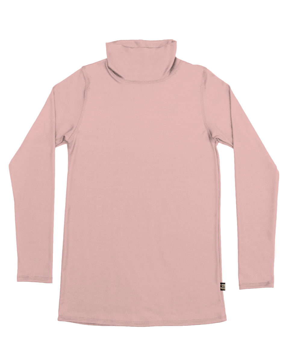 Womens Merino Turtle Neck Top Dusty Pink