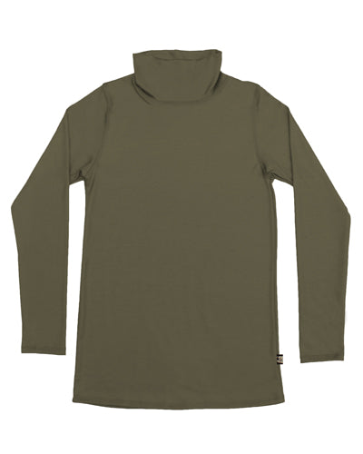 Womens Merino Turtle Neck Top Olive Green