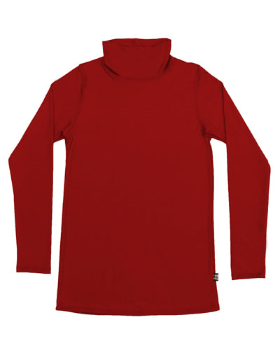 Womens Merino Turtle Neck Top Red