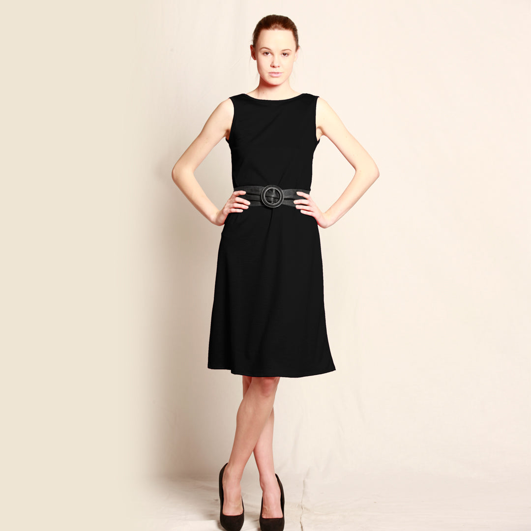 Merino Long Shift Dress - Reversible Black