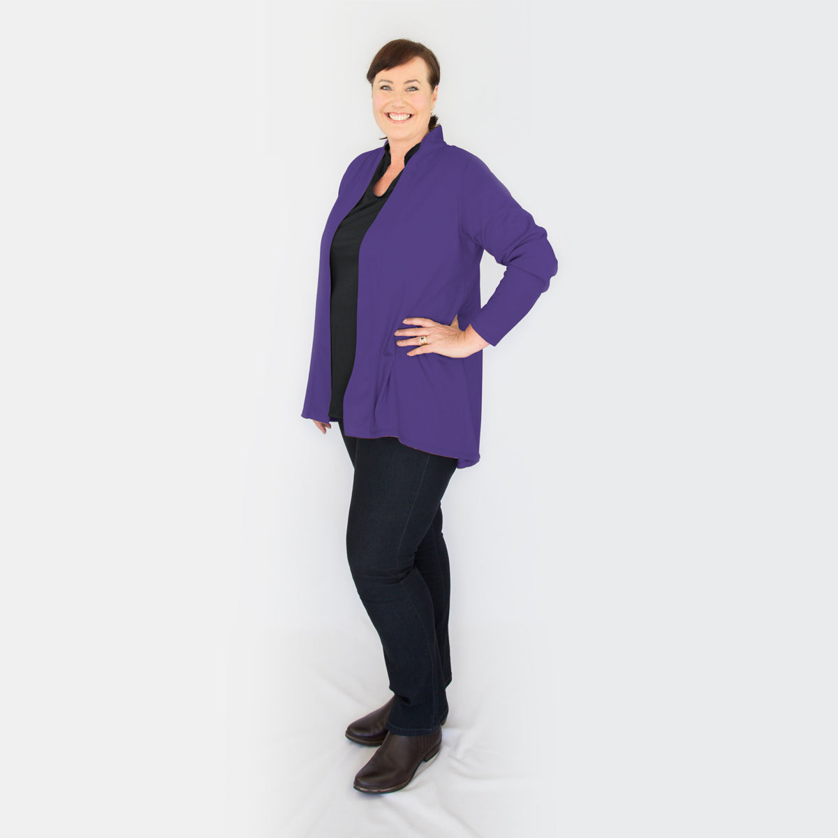 Merino Short Swing Jacket Purple