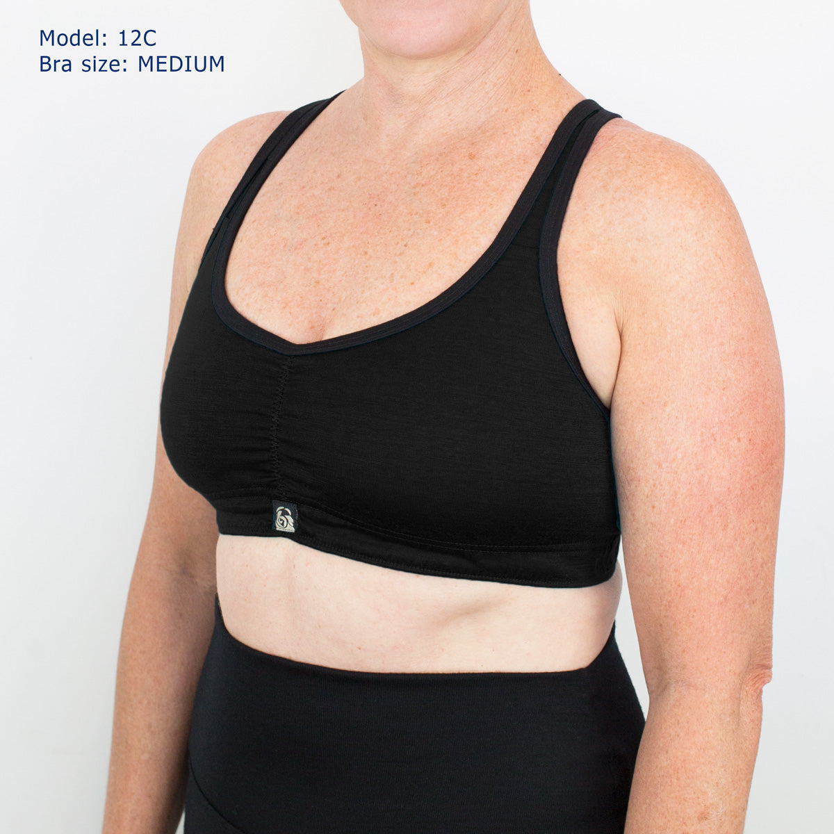 100% Merino Sports Bra Black