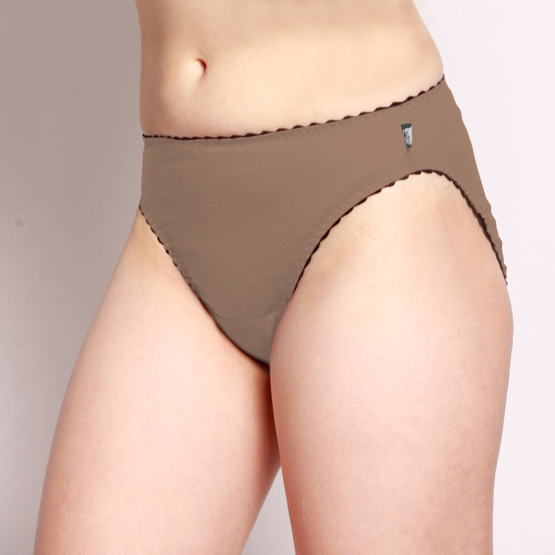 100% Merino Hi Cut Briefs in Taupe