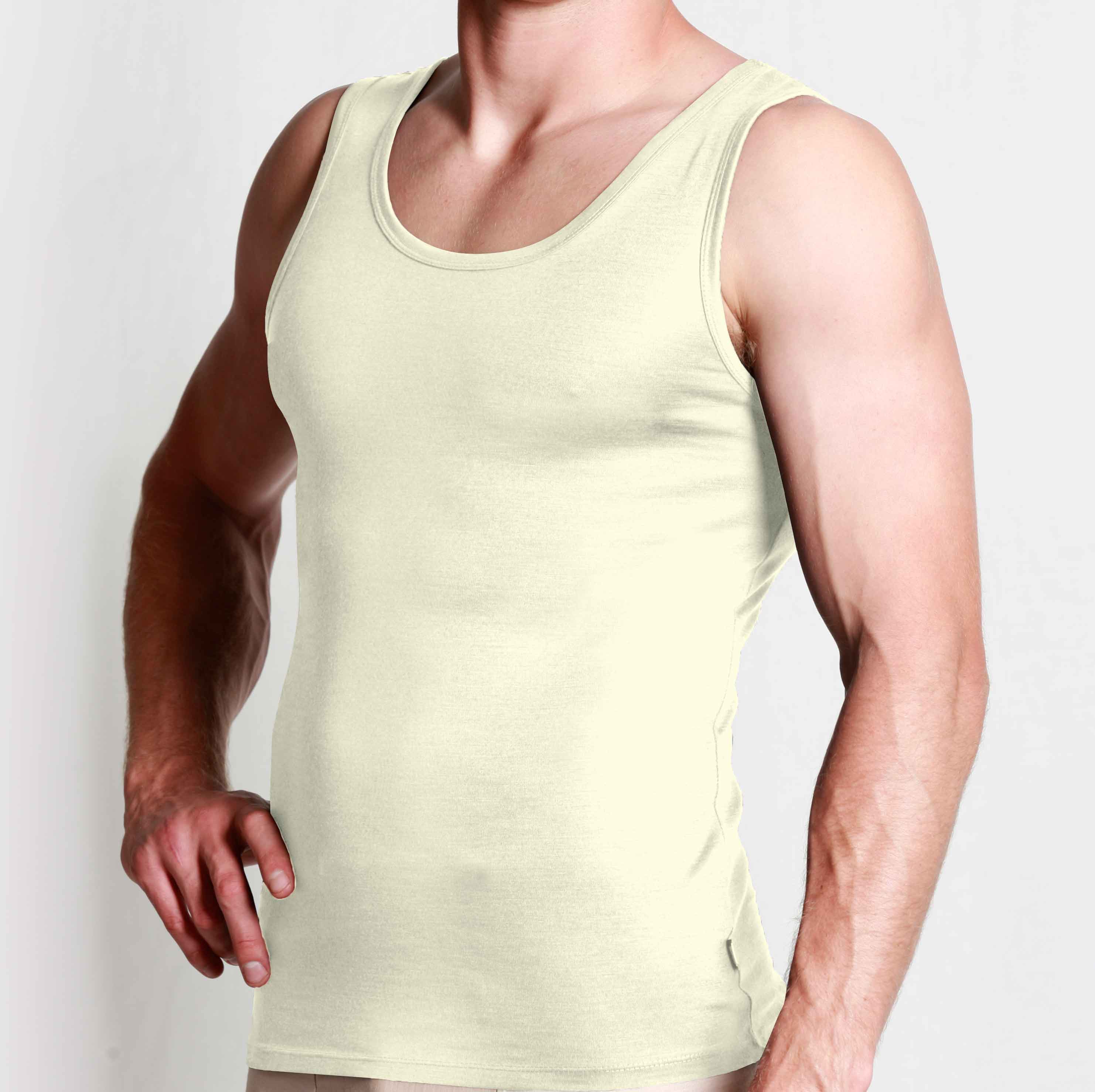 #806 Undyed Mens Merino Singlet