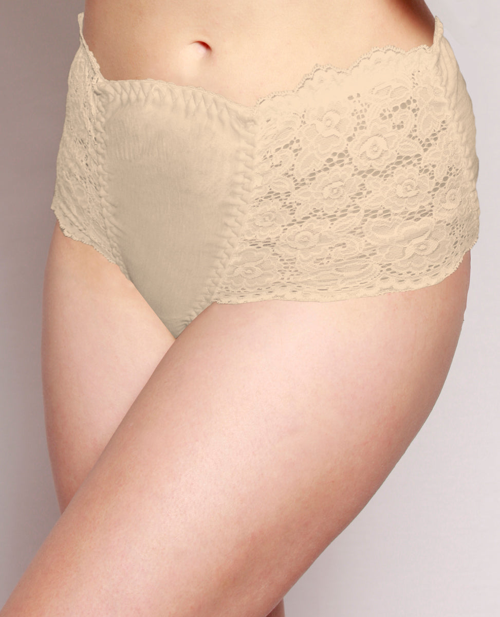 Latte Merino Lace Full Brief Underwear